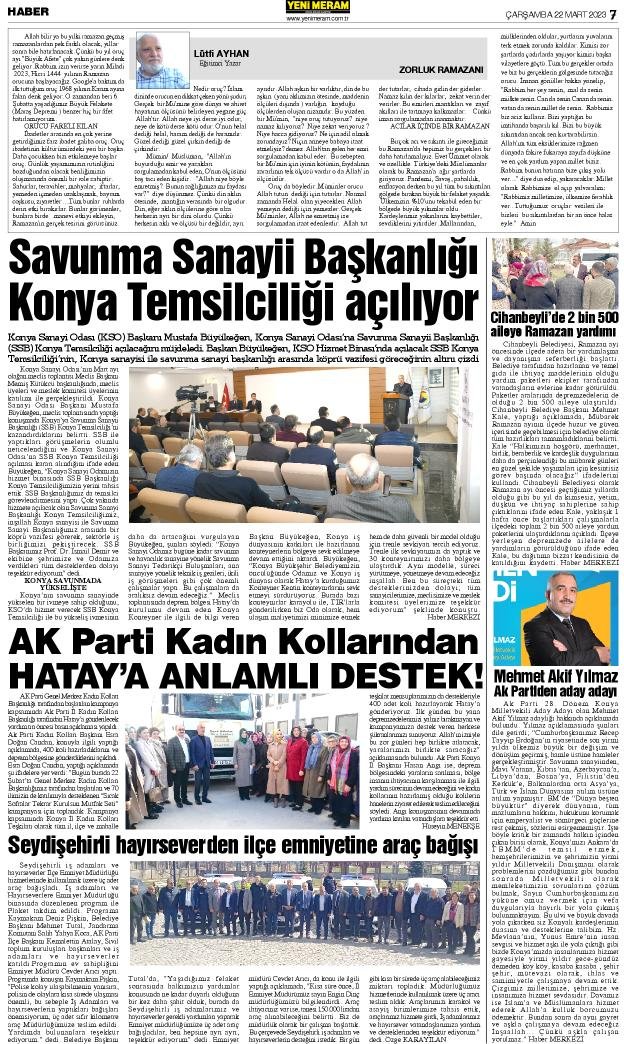 22 Mart 2023 Yeni Meram Gazetesi
