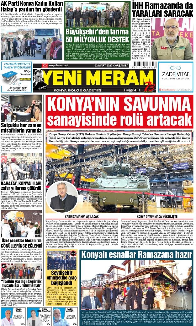 22 Mart 2023 Yeni Meram Gazetesi
