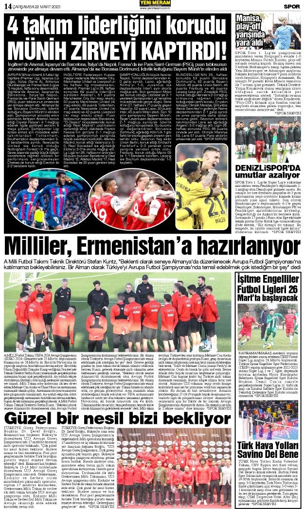 22 Mart 2023 Yeni Meram Gazetesi
