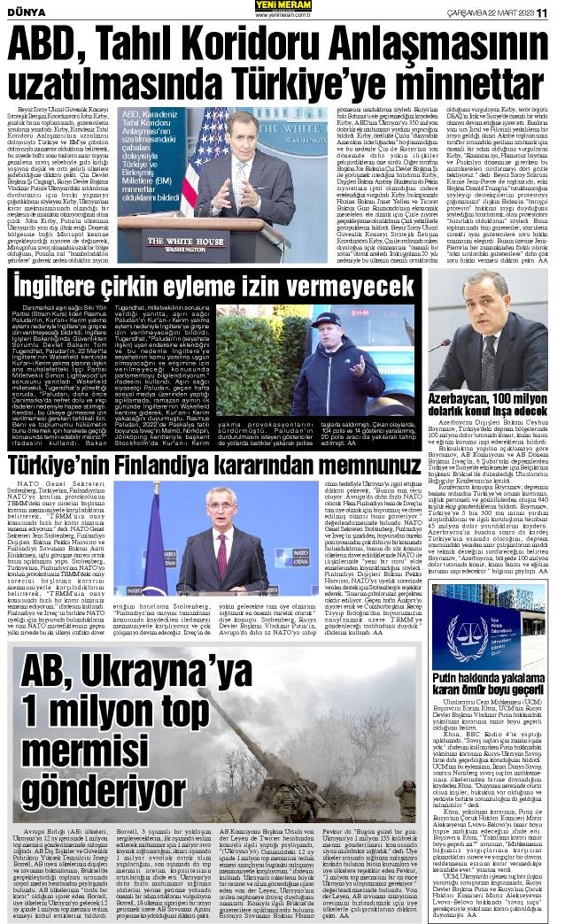 22 Mart 2023 Yeni Meram Gazetesi
