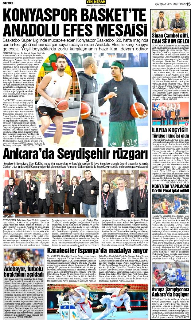 22 Mart 2023 Yeni Meram Gazetesi
