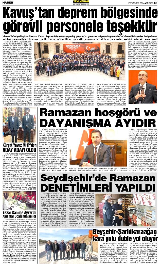 23 Mart 2023 Yeni Meram Gazetesi
