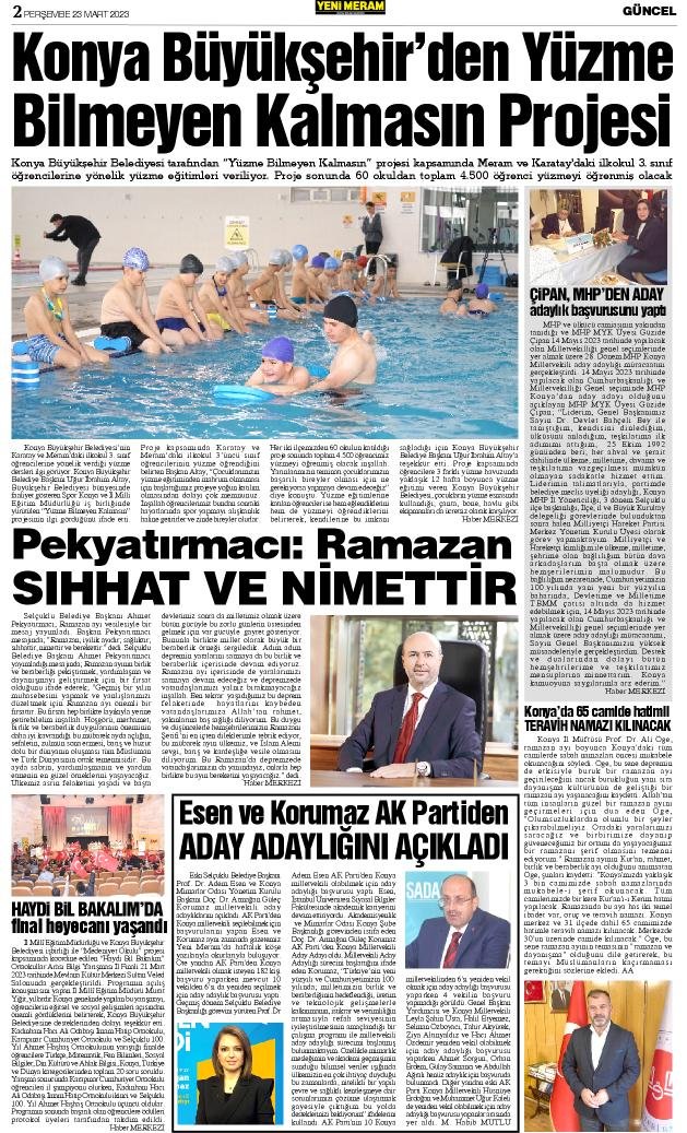 23 Mart 2023 Yeni Meram Gazetesi
