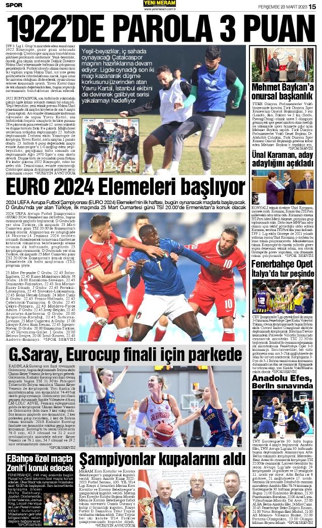 23 Mart 2023 Yeni Meram Gazetesi
