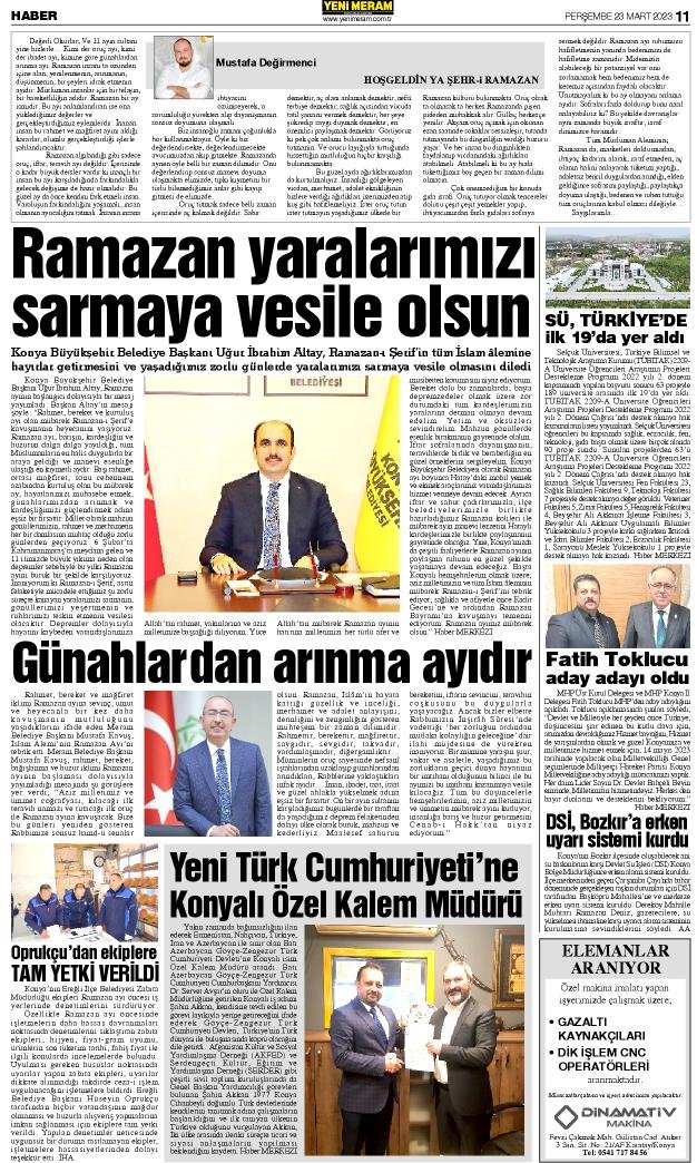 23 Mart 2023 Yeni Meram Gazetesi
