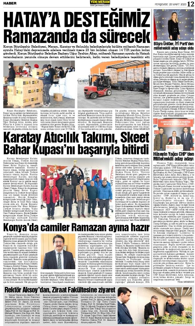 23 Mart 2023 Yeni Meram Gazetesi
