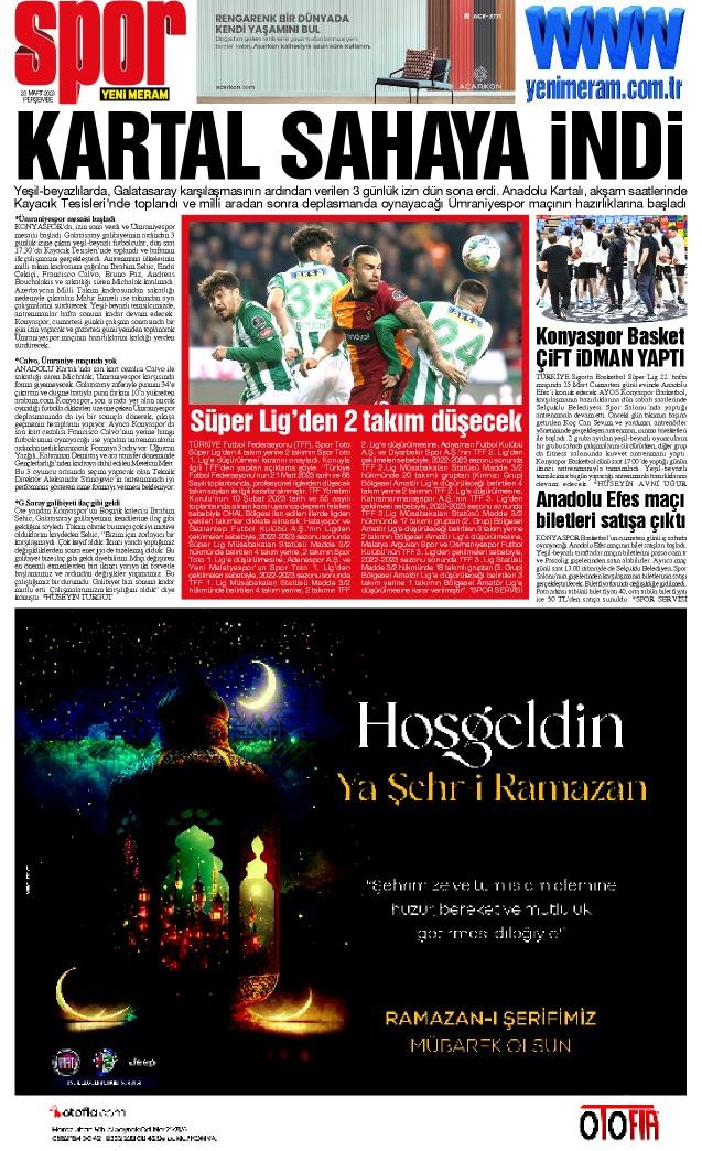 23 Mart 2023 Yeni Meram Gazetesi
