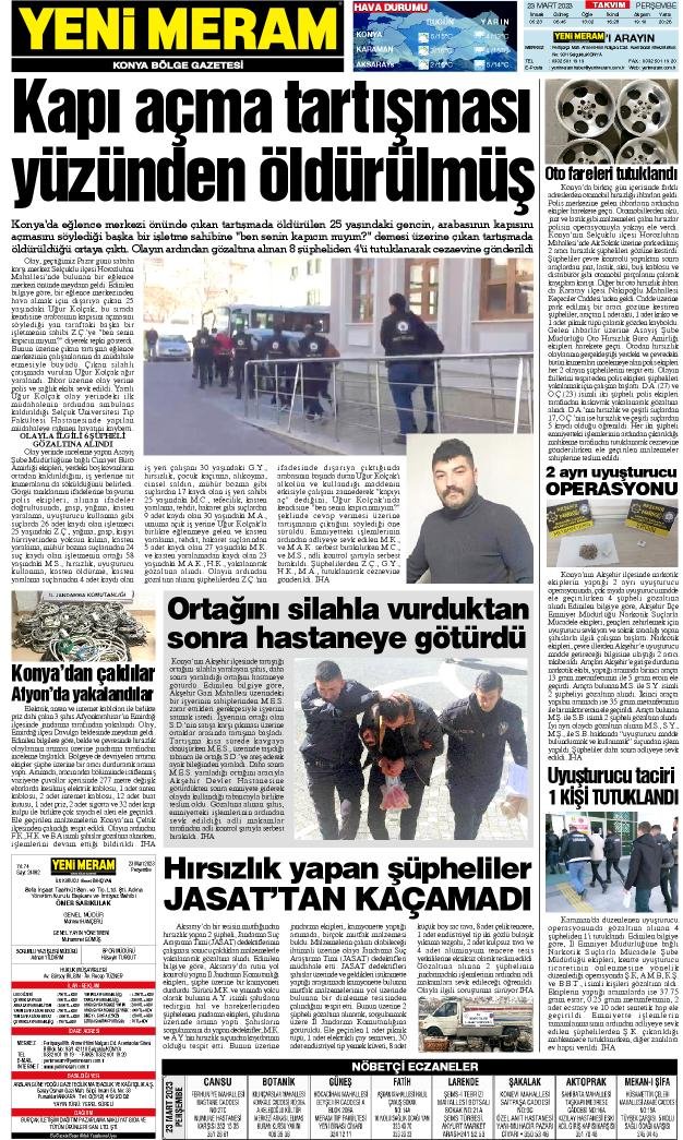 23 Mart 2023 Yeni Meram Gazetesi
