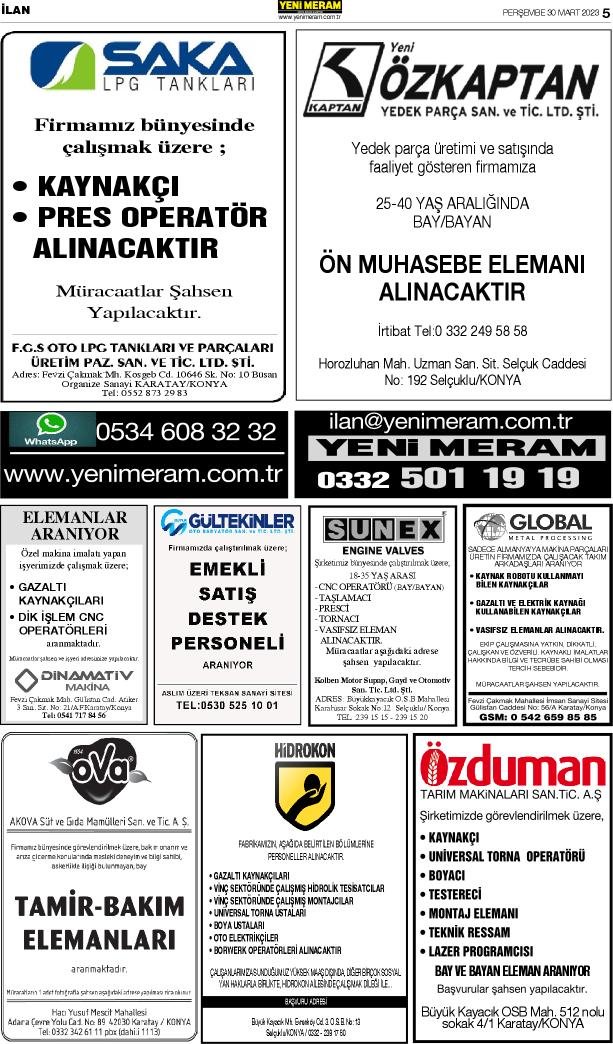 30 Mart 2023 Yeni Meram Gazetesi
