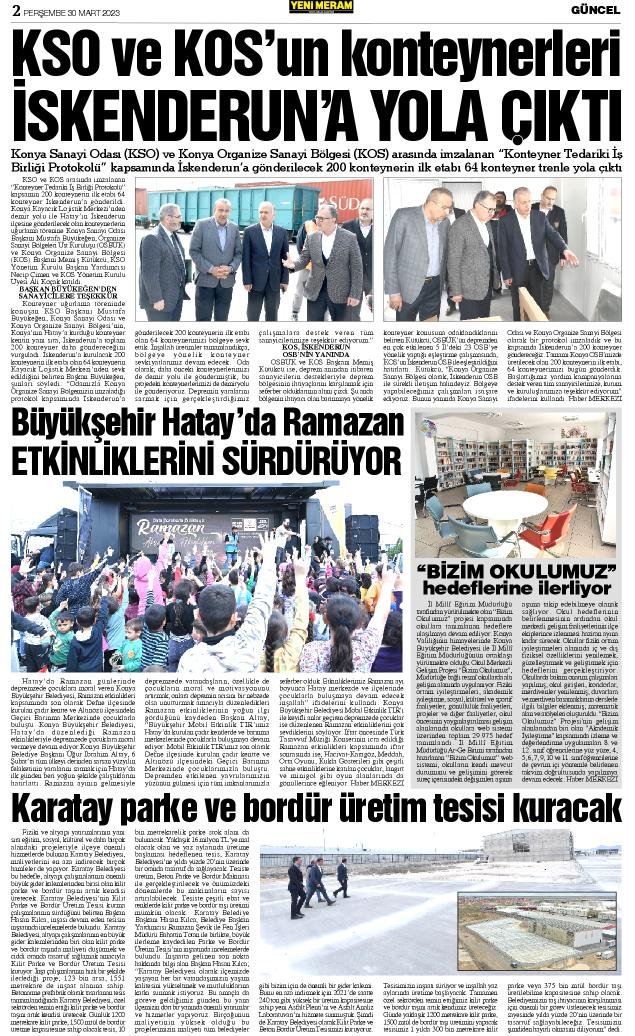 30 Mart 2023 Yeni Meram Gazetesi
