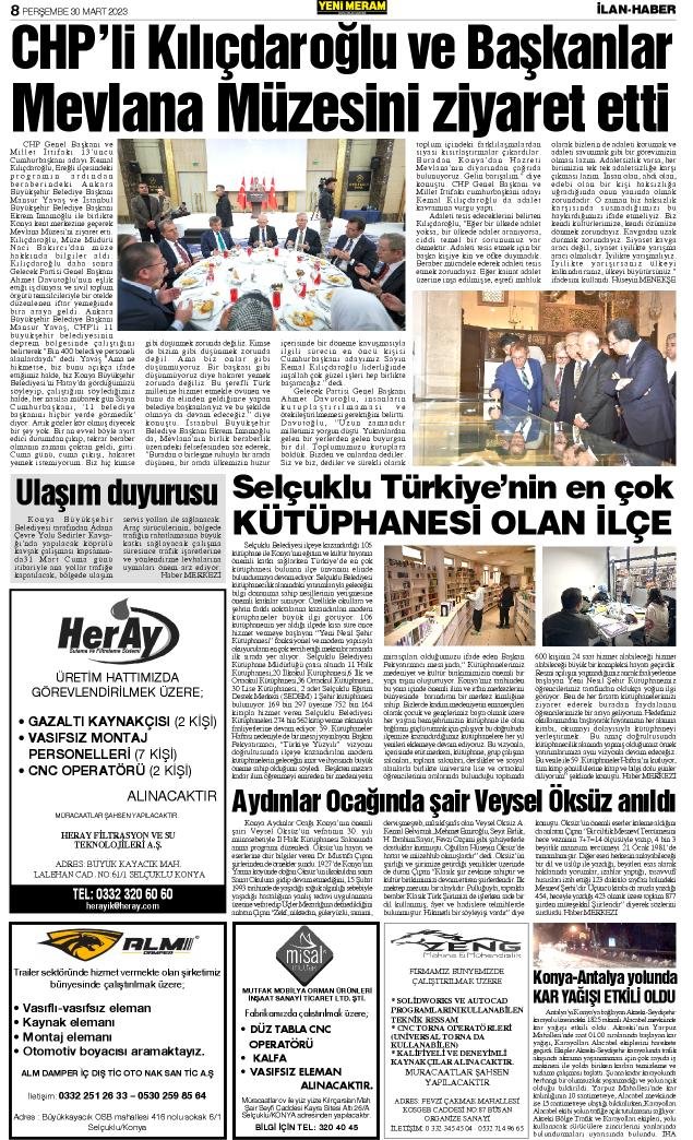 30 Mart 2023 Yeni Meram Gazetesi
