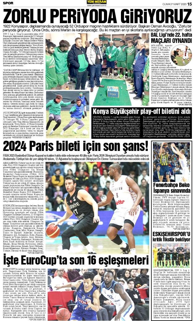 31 Mart 2023 Yeni Meram Gazetesi
