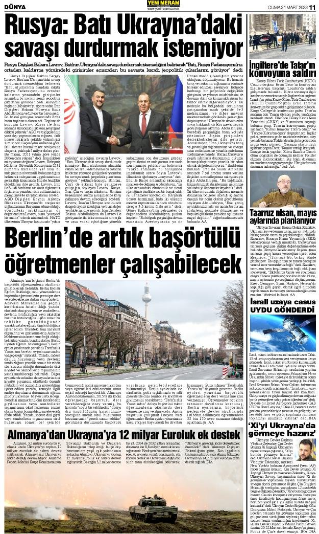 31 Mart 2023 Yeni Meram Gazetesi
