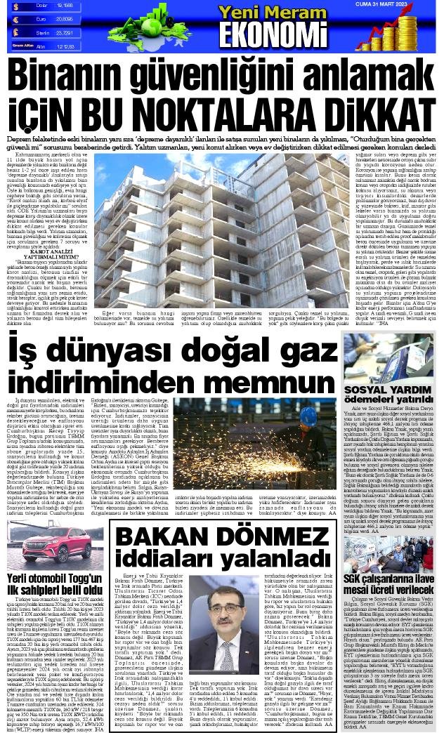 31 Mart 2023 Yeni Meram Gazetesi
