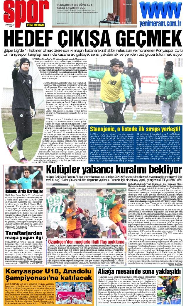 31 Mart 2023 Yeni Meram Gazetesi
