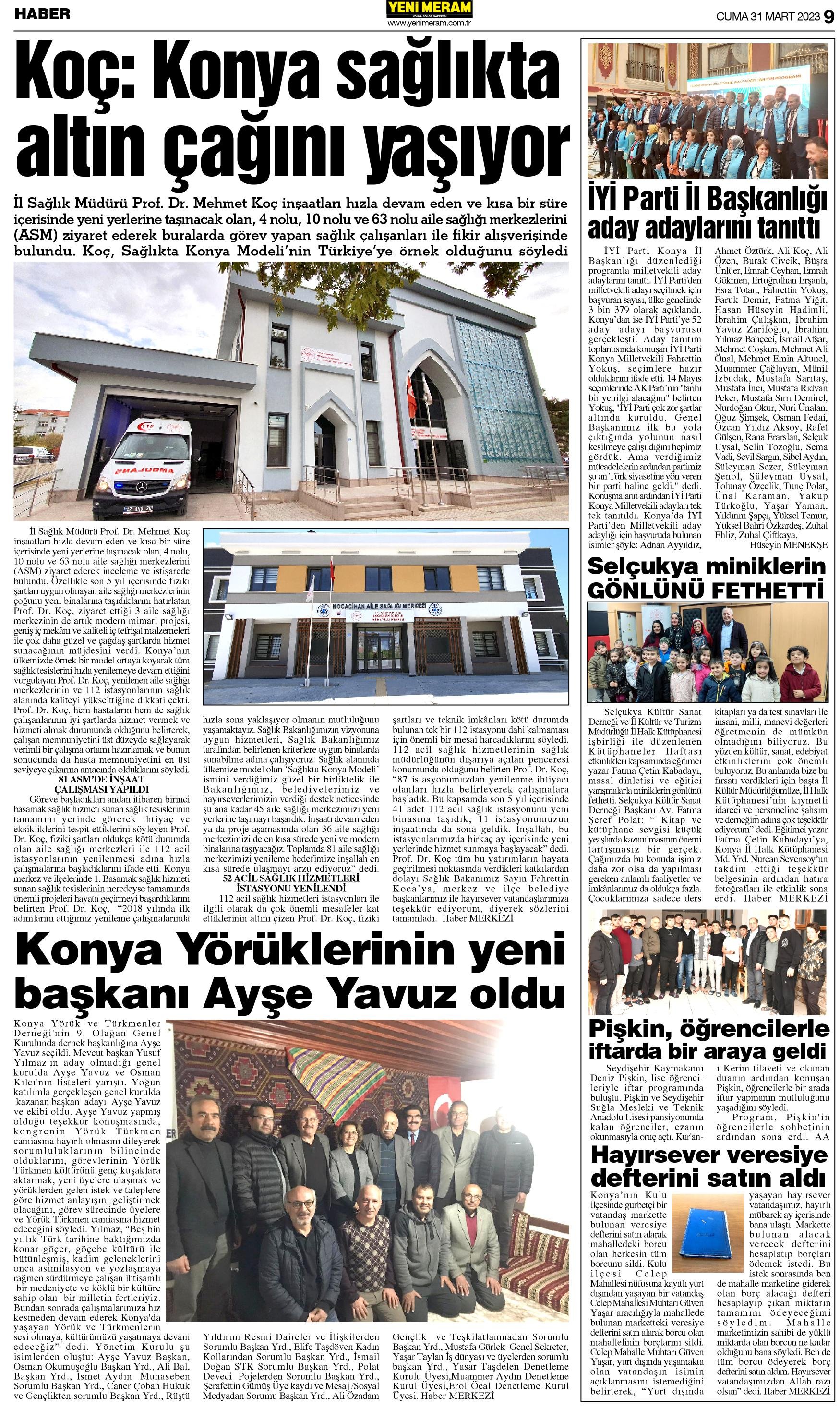 31 Mart 2023 Yeni Meram Gazetesi
