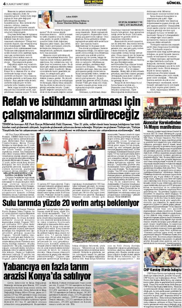 31 Mart 2023 Yeni Meram Gazetesi
