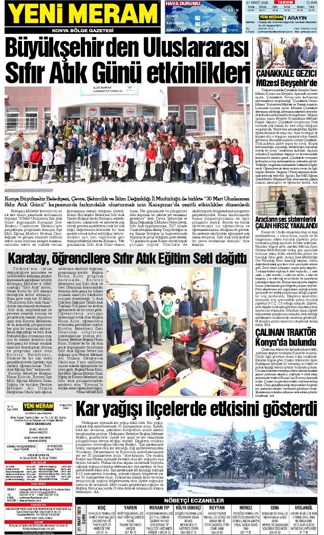 31 Mart 2023 Yeni Meram Gazetesi
