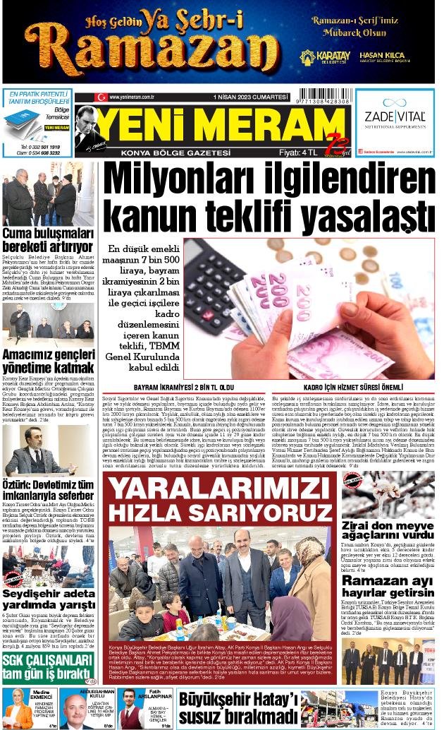 1 Nisan 2023 Yeni Meram Gazetesi