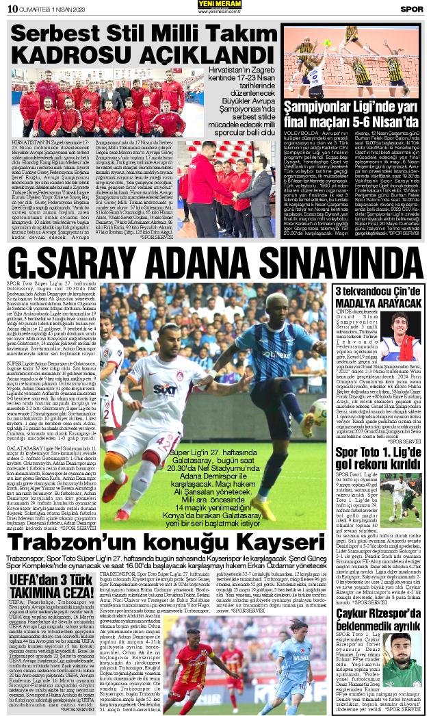 1 Nisan 2023 Yeni Meram Gazetesi