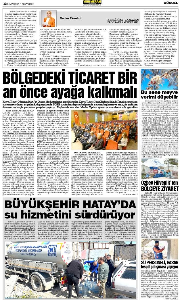 1 Nisan 2023 Yeni Meram Gazetesi