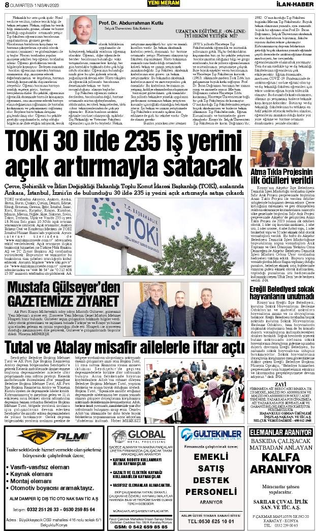 1 Nisan 2023 Yeni Meram Gazetesi