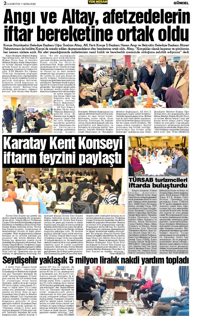 1 Nisan 2023 Yeni Meram Gazetesi