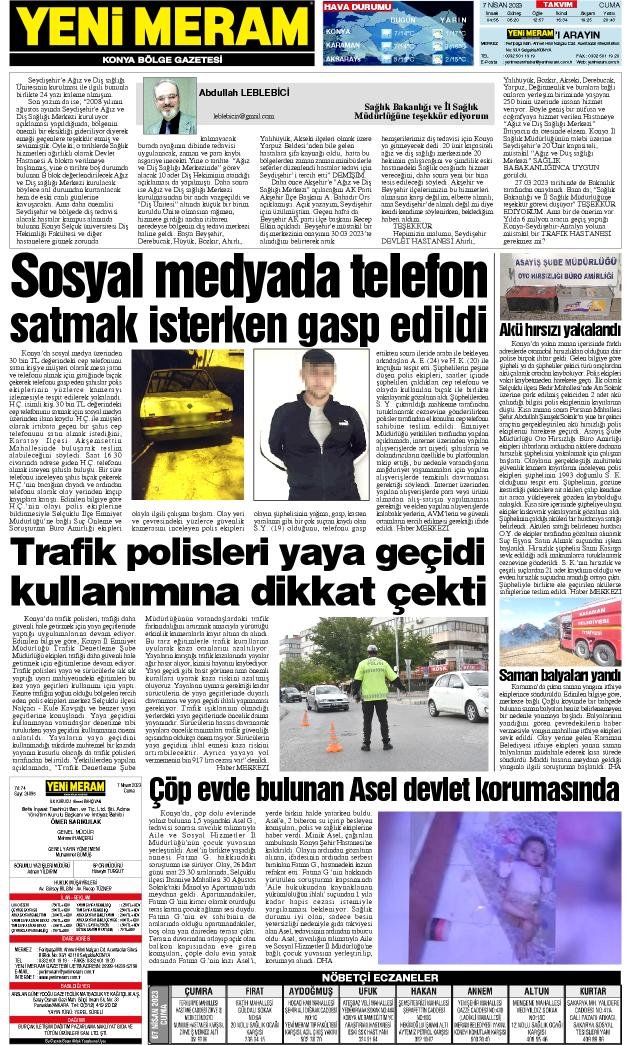 7 Nisan 2023 Yeni Meram Gazetesi
