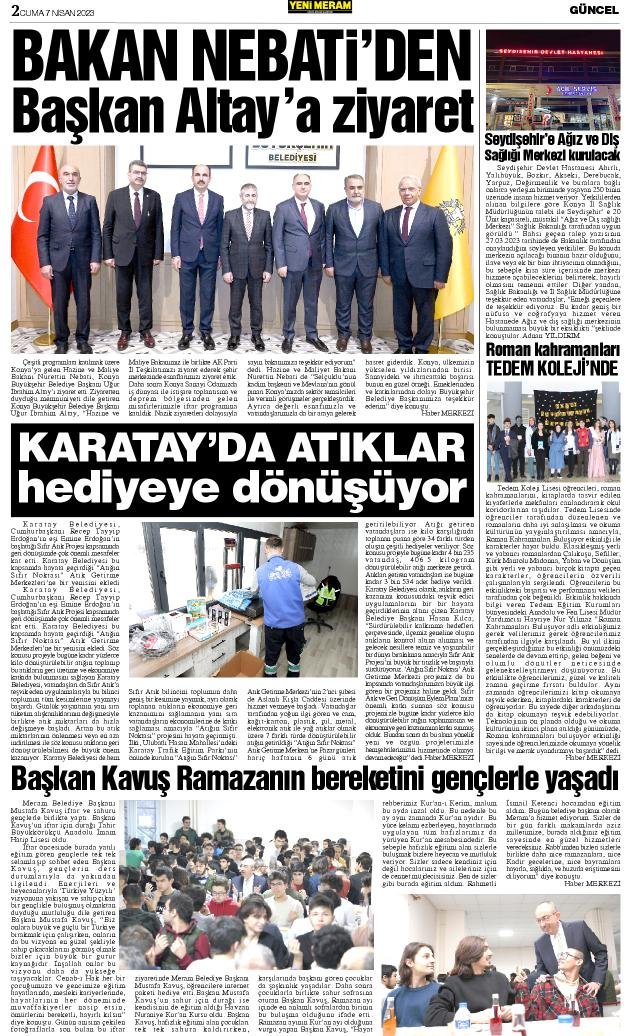 7 Nisan 2023 Yeni Meram Gazetesi
