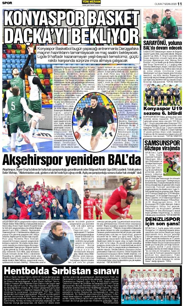 7 Nisan 2023 Yeni Meram Gazetesi
