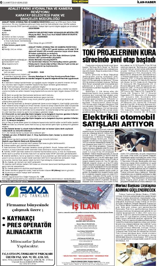 8 Nisan 2023 Yeni Meram Gazetesi
