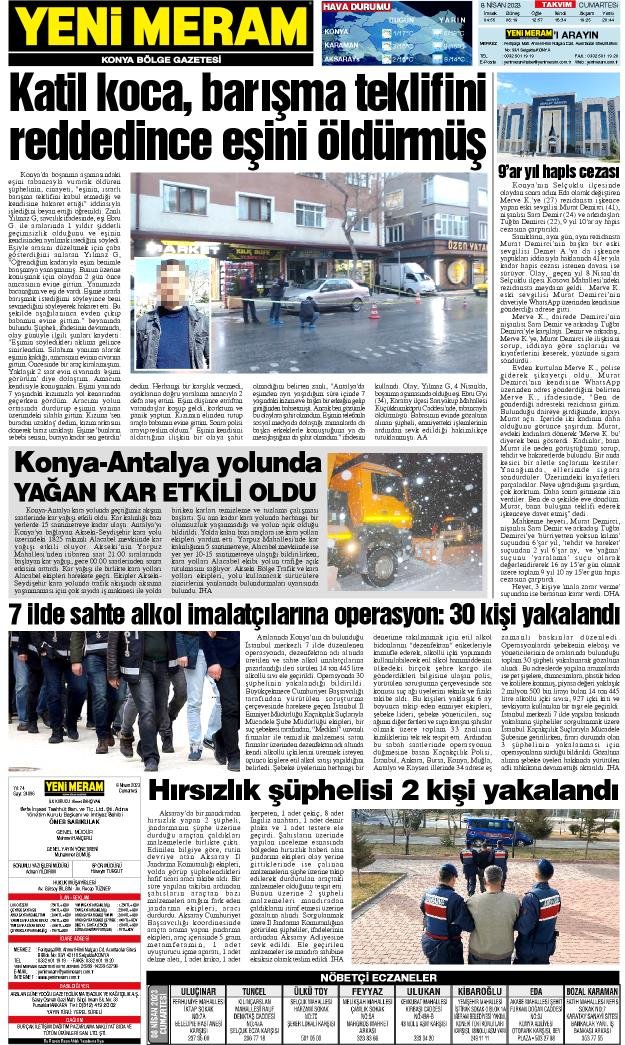 8 Nisan 2023 Yeni Meram Gazetesi
