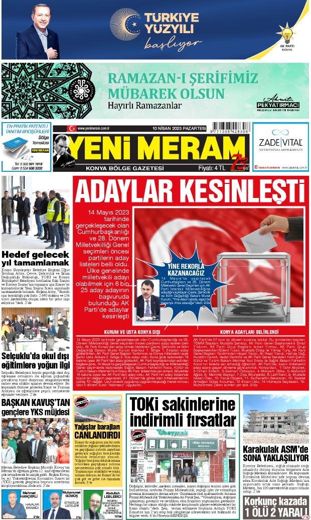 10 Nisan 2023 Yeni Meram Gazetesi
