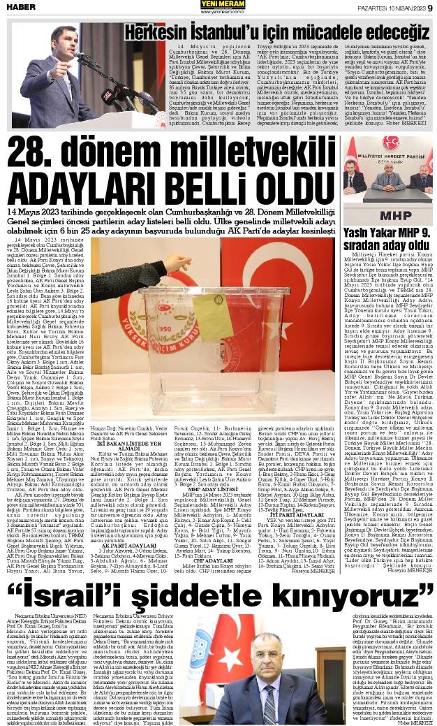 10 Nisan 2023 Yeni Meram Gazetesi
