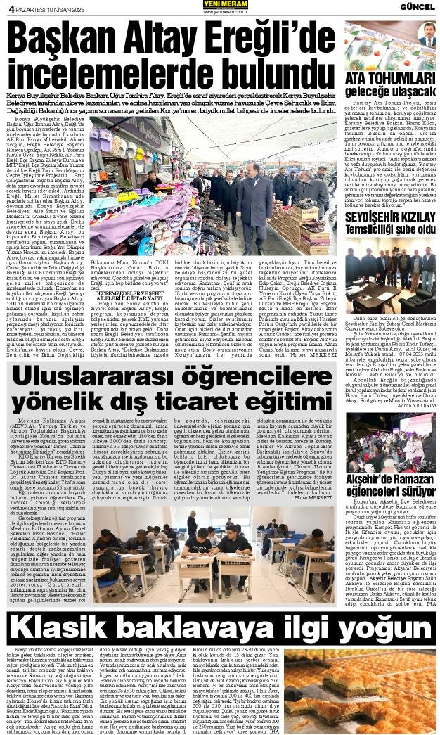 10 Nisan 2023 Yeni Meram Gazetesi
