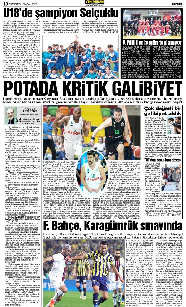 10 Nisan 2023 Yeni Meram Gazetesi
