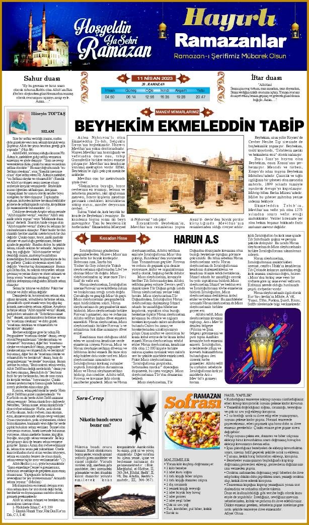 11 Nisan 2023 Yeni Meram Gazetesi
