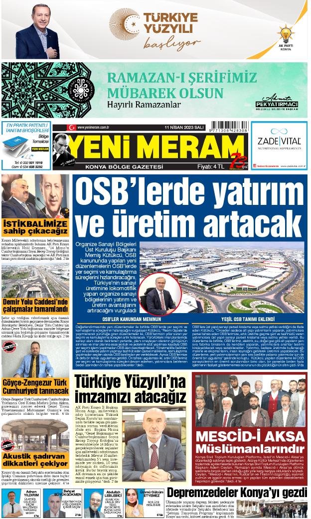 11 Nisan 2023 Yeni Meram Gazetesi
