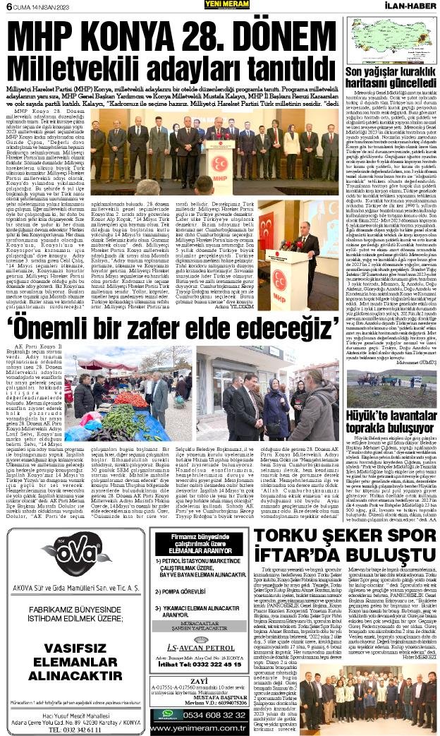 14 Nisan 2023 Yeni Meram Gazetesi
