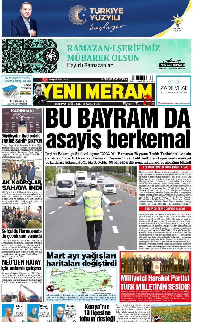 14 Nisan 2023 Yeni Meram Gazetesi
