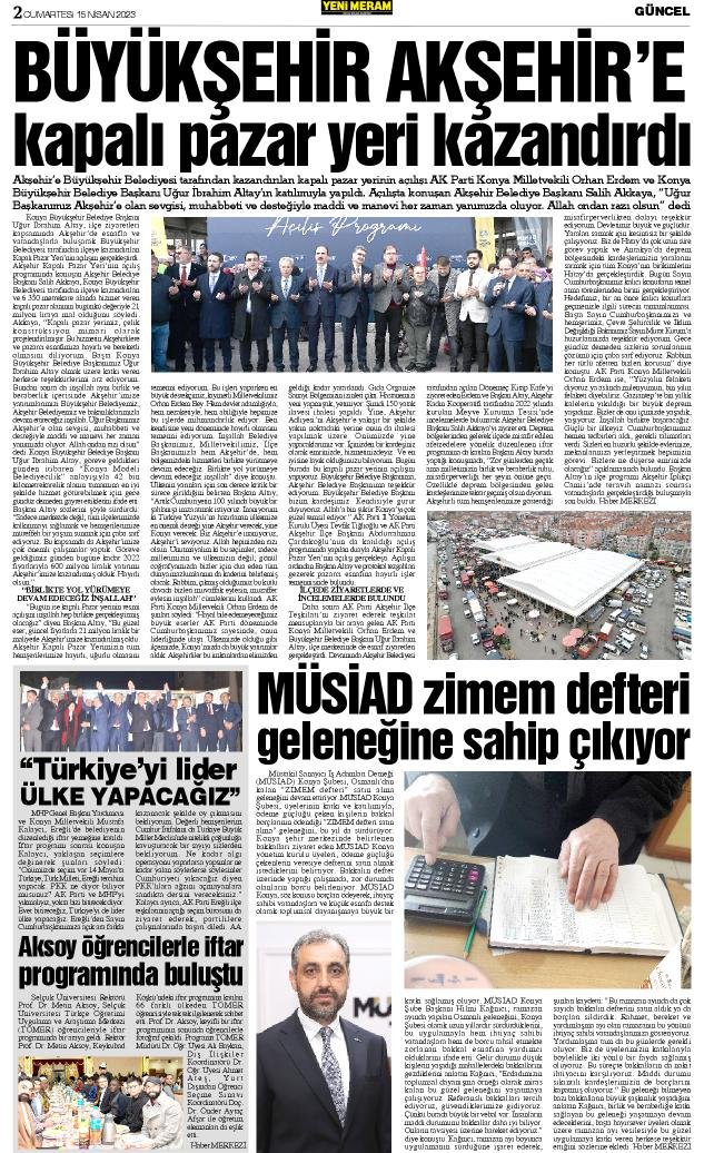 15 Nisan 2023 Yeni Meram Gazetesi