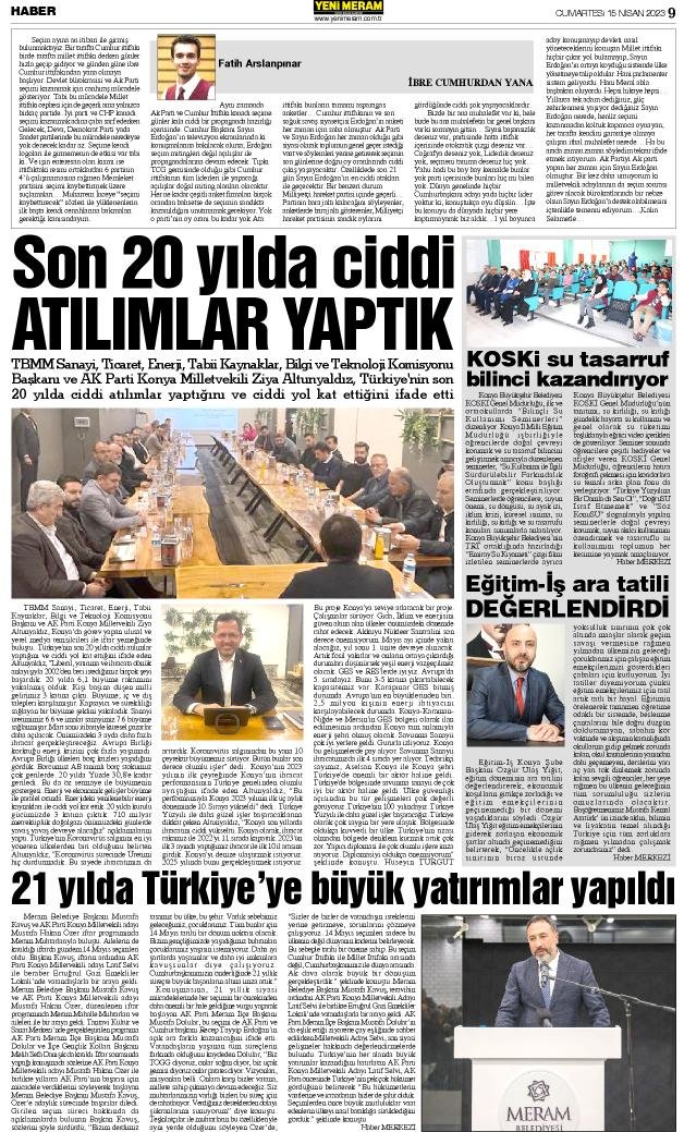 15 Nisan 2023 Yeni Meram Gazetesi