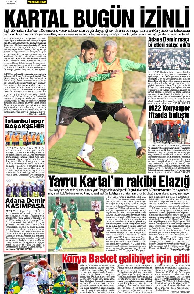 15 Nisan 2023 Yeni Meram Gazetesi