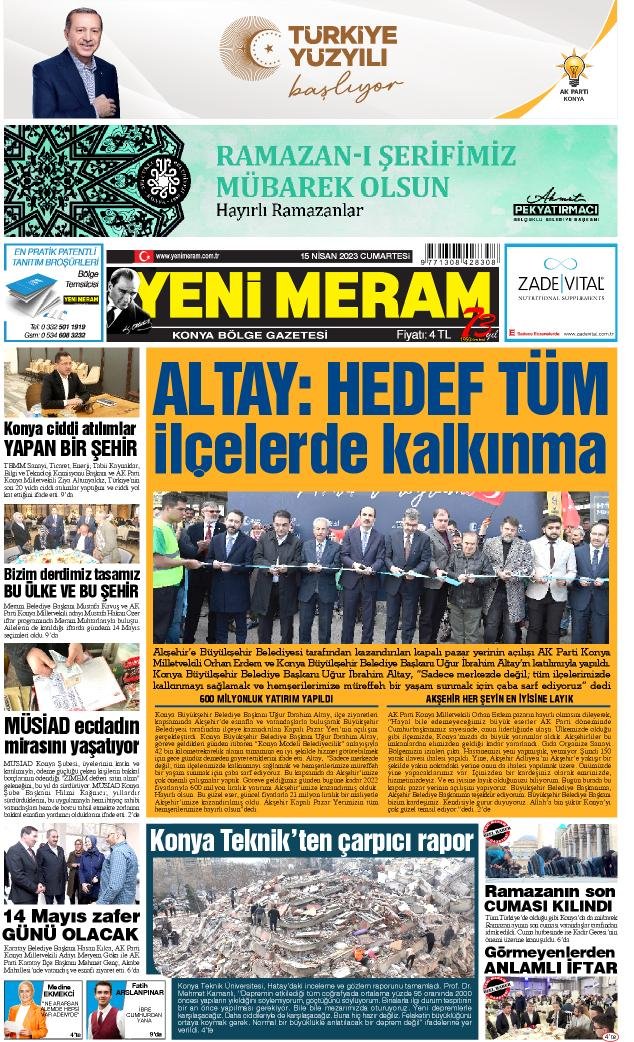 15 Nisan 2023 Yeni Meram Gazetesi