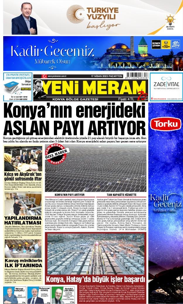 17 Nisan 2023 Yeni Meram Gazetesi
