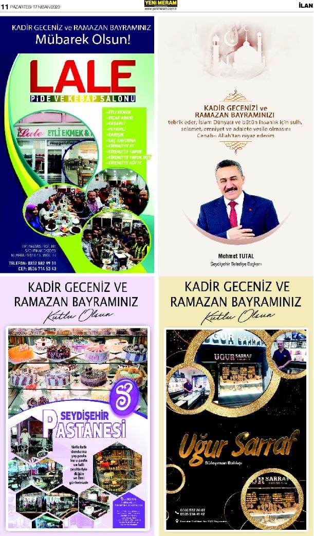 17 Nisan 2023 Yeni Meram Gazetesi
