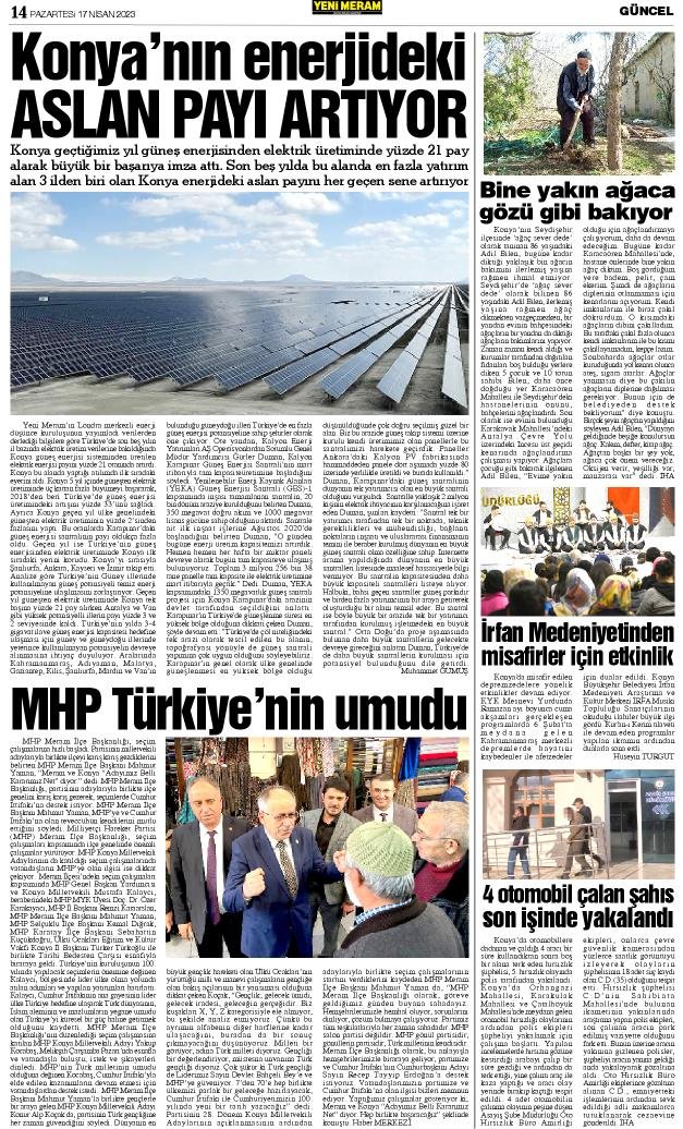 17 Nisan 2023 Yeni Meram Gazetesi
