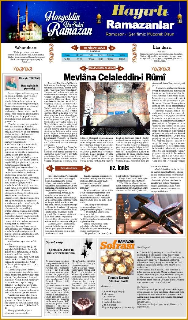 18 Nisan 2023 Yeni Meram Gazetesi
