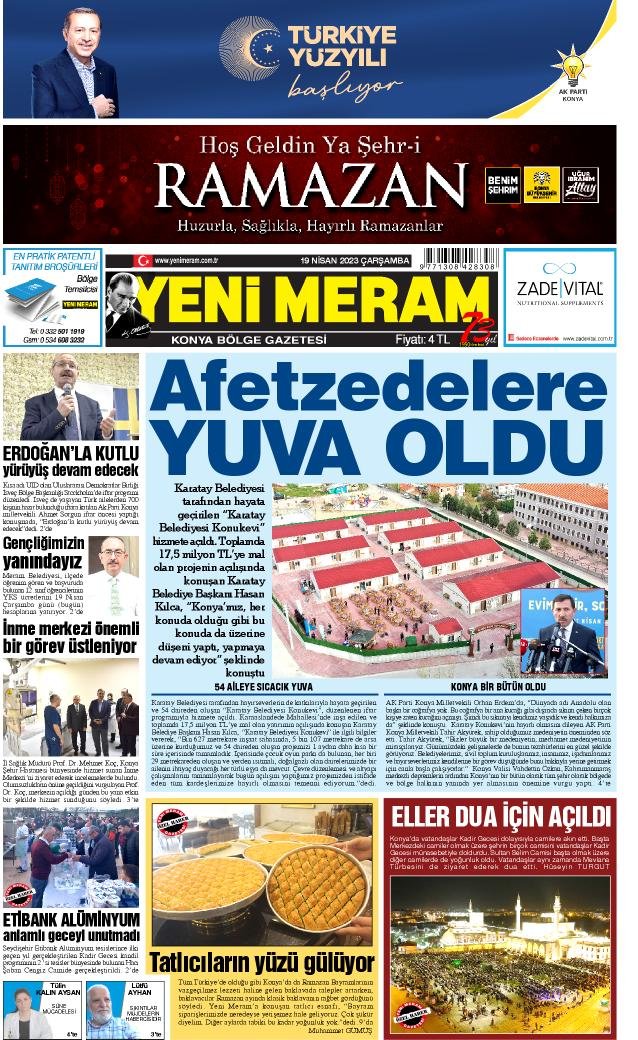 19 Nisan 2023 Yeni Meram Gazetesi
