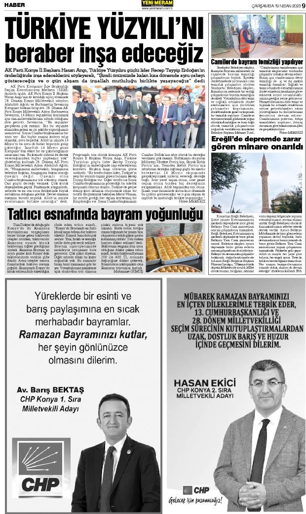 19 Nisan 2023 Yeni Meram Gazetesi
